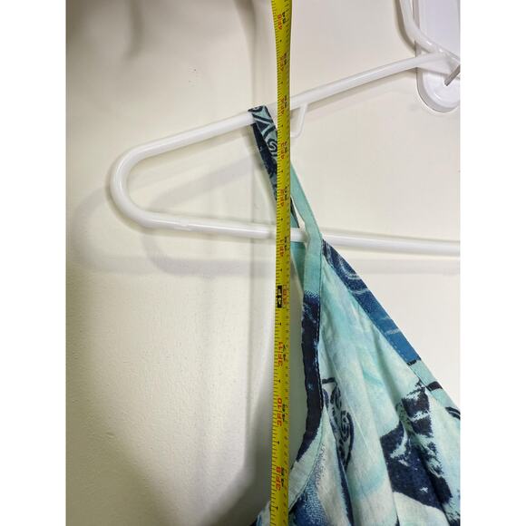 Pink Apple Vintage y2k Mixed Blue White Geo Print Maxi Sundress, Coastal beachy - Picture 7 of 10